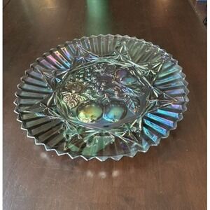 Vintage Federal Glass Pioneer Pattern Iridescent Carnival Glass Fruit Platter